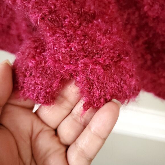 VTG 90s Marisa Christina Pink Sweater Cardigan M Loop Fluffy Knit Crop Scandi - Picture 7 of 11